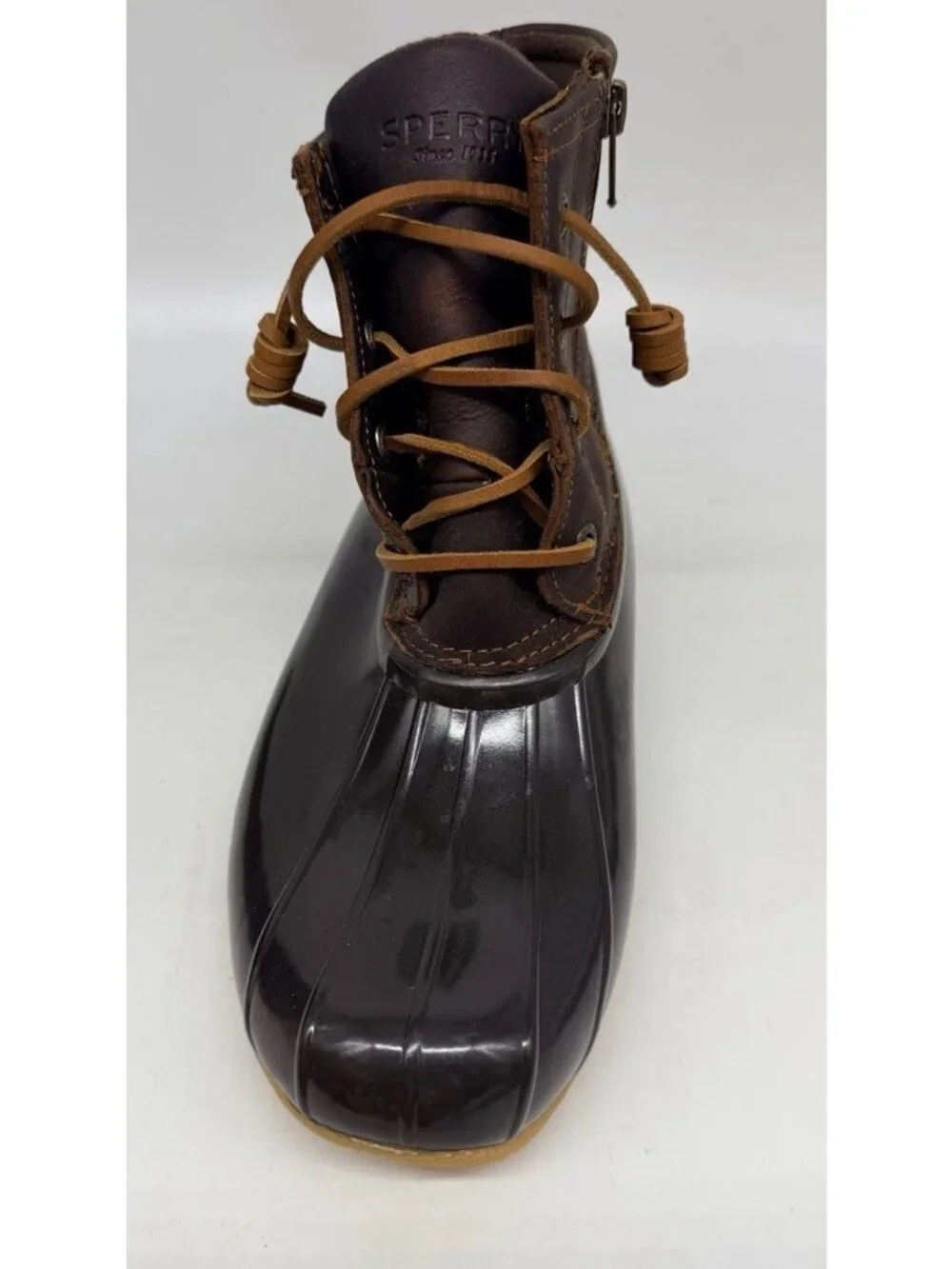 Sperry Top-Sider Saltwater Leather Rubber Duck Boots Brown Women's US 9